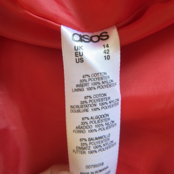 ASOS Textured Orange Cotton Blend Fully Lined Sleeveless A Line Dress - Size 10 - Picture 5 of 5